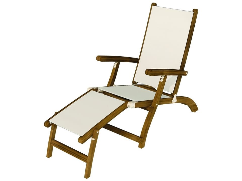 Sling Steamer Folding Chaise Lounge in Gray
