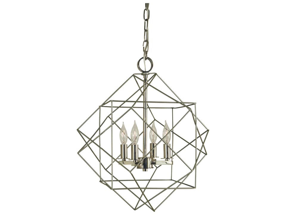 4-Light Etoile Chandelier with Metal Cage in Mahogany Bronze and Antique Brass