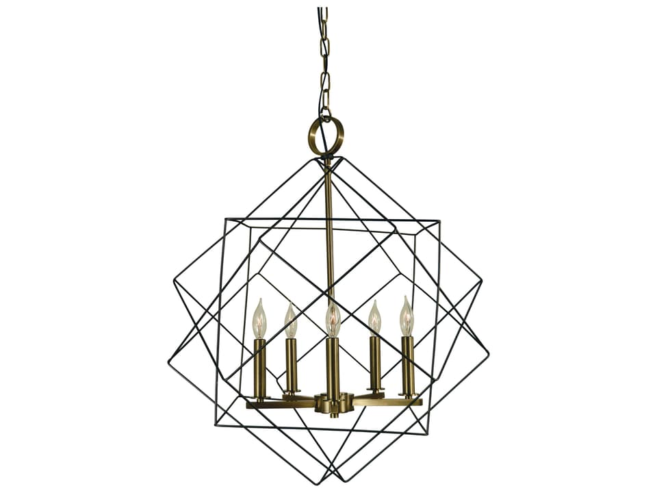 Etoile 5-Light Chandelier in Mahogany Bronze and Antique Brass