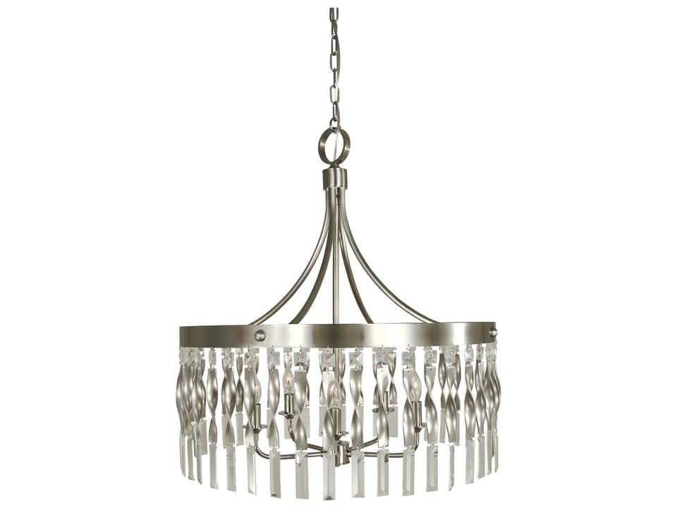 Adele 5-Light Crystal Candelabra Chandelier in Satin Pewter and Polished Nickel