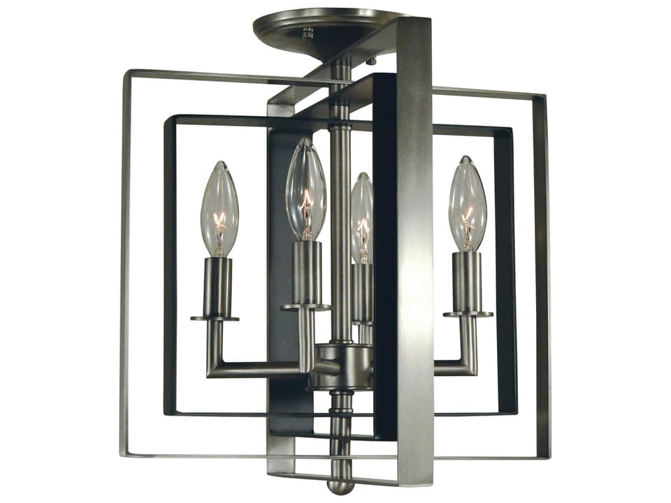 4-Light Symmetry Semi-Flush Mount Ceiling Light Antique Brass Matte Black