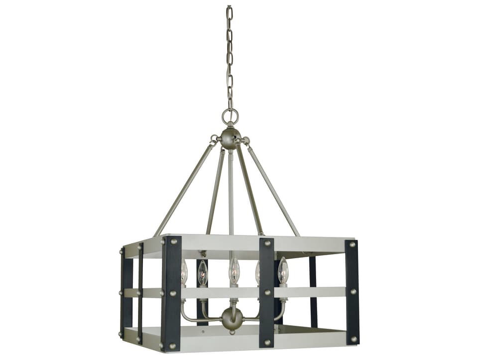 Metro Artisan 5-Light Candelabra Chandelier in Satin Pewter Matte Black