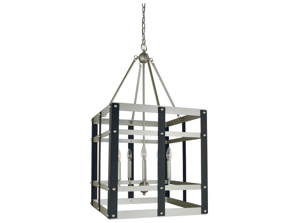 Metro Artisan 5-Light Candelabra Chandelier in Satin Pewter Matte Black