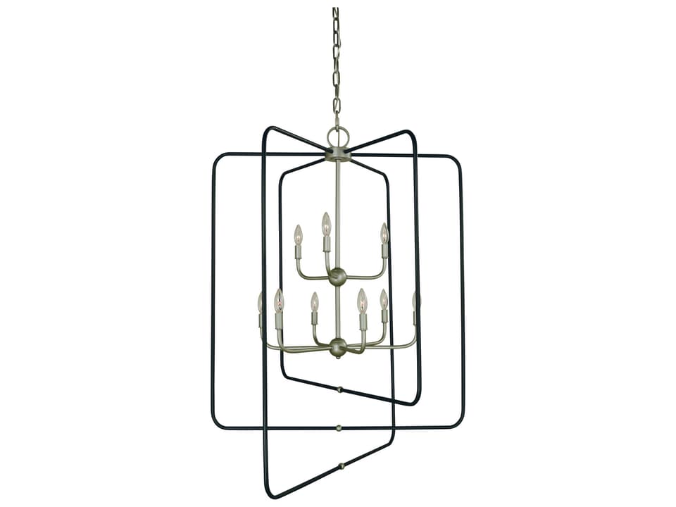 9-Light Montrose Candelabra Tiered Chandelier in Satin Pewter and Matte Black