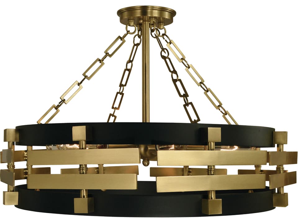 Eden 6-Light Semi-Flush Mount in Brushed Brass Matte Black