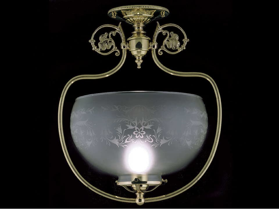 Chancery 1-Light Semi-Flush Mount Ceiling Light in Polished Brass