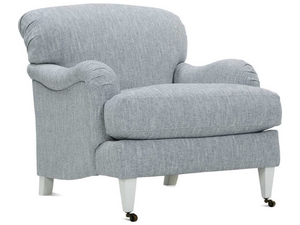 Brampton Rolling Fabric Accent Chair in Blue with English Arms