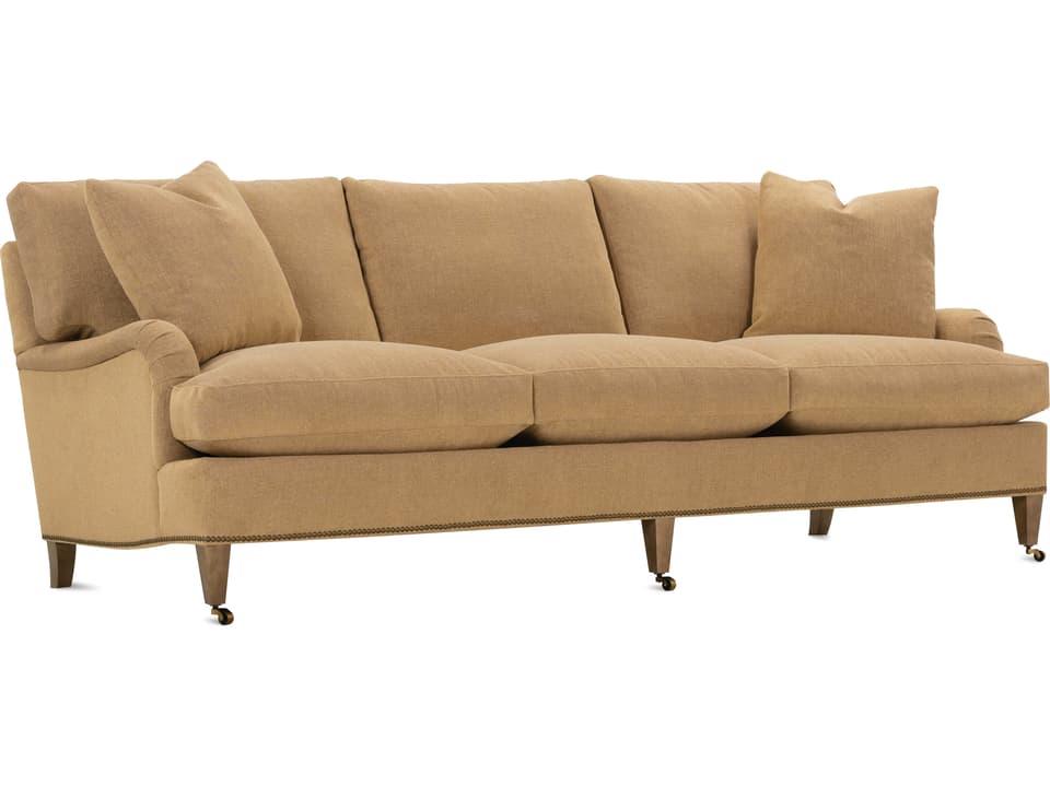 Bromley 3-Seat Upholstered Sofa with Rolled Arms in Butterscotch Fabric and Latte Legs