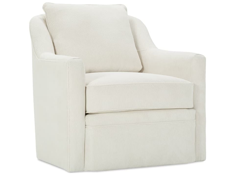 Hollins Upholstered Swivel Accent Chair in Pearl Fabric