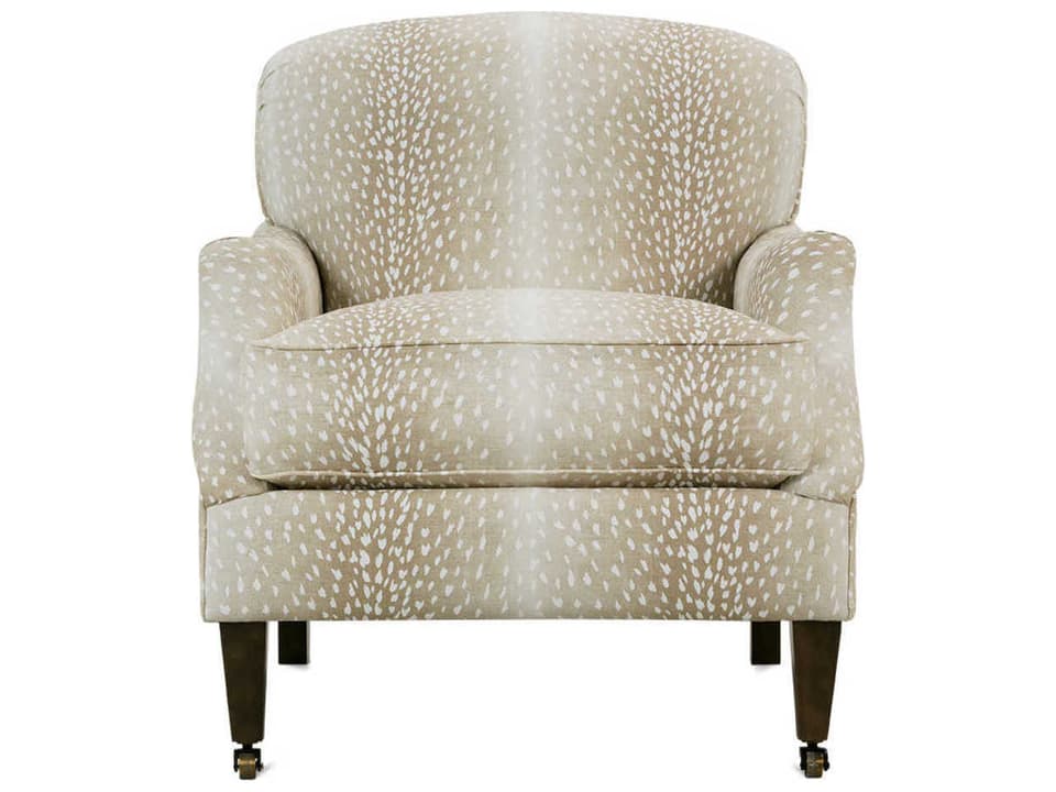 Marleigh Rolling Beige Fabric Accent Chair with Brass Casters