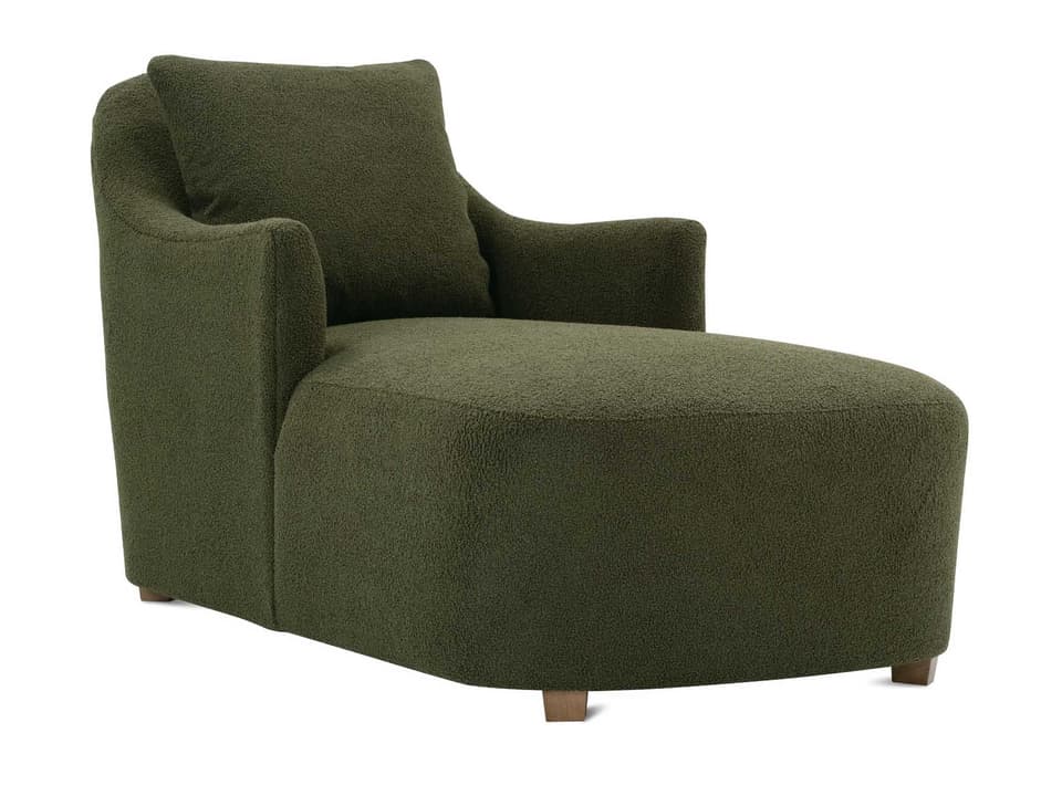 Noel Upholstered Chaise Lounge in Green Fabric