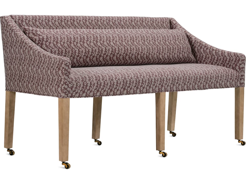 Odessa Upholstered Accent Bench with Washed Oak Legs in Burgundy