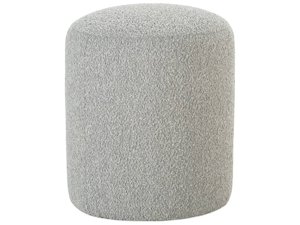 Cleo 17 Inch Round Upholstered Ottoman in Gray Fabric
