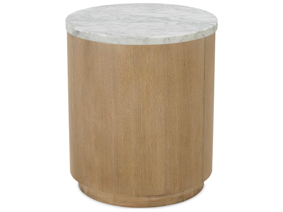 Delray Round End Table with Carrara Marble Top and Brindle Base