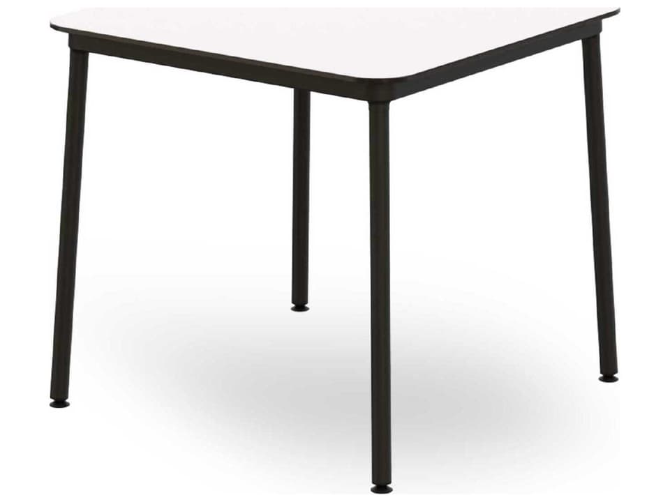 Hub 32-Inch Square Dining Table with HPL Compact Top in White
