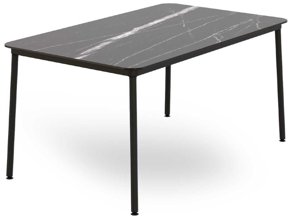 Hub 59-Inch Rectangular Dining Table with Black Marble HPL Top