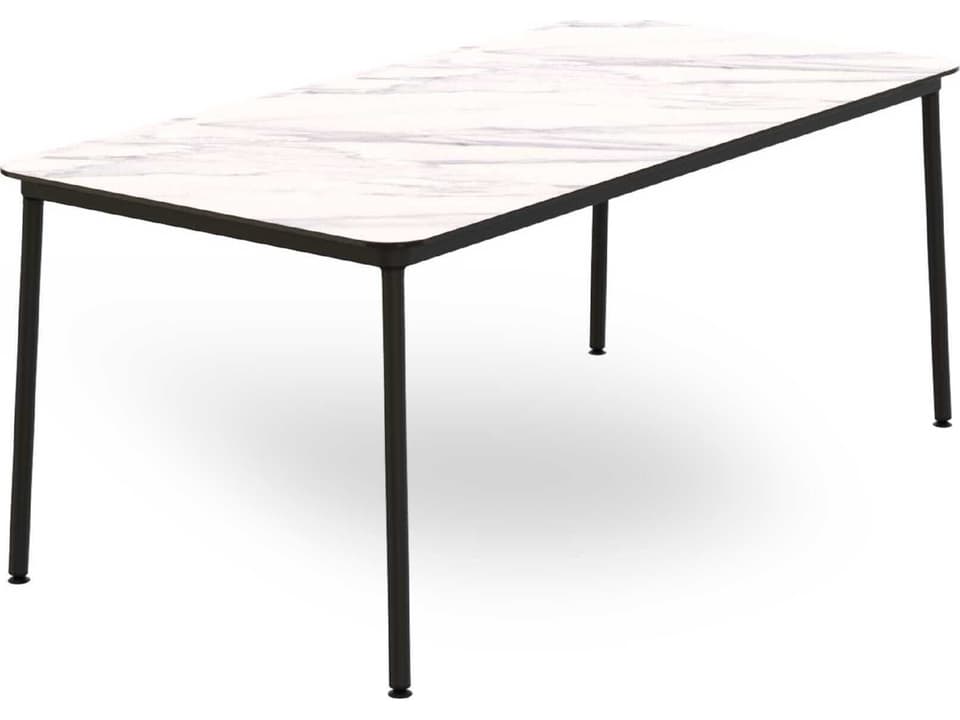 Hub 71-Inch Rectangular Dining Table with White Marble HPL Top