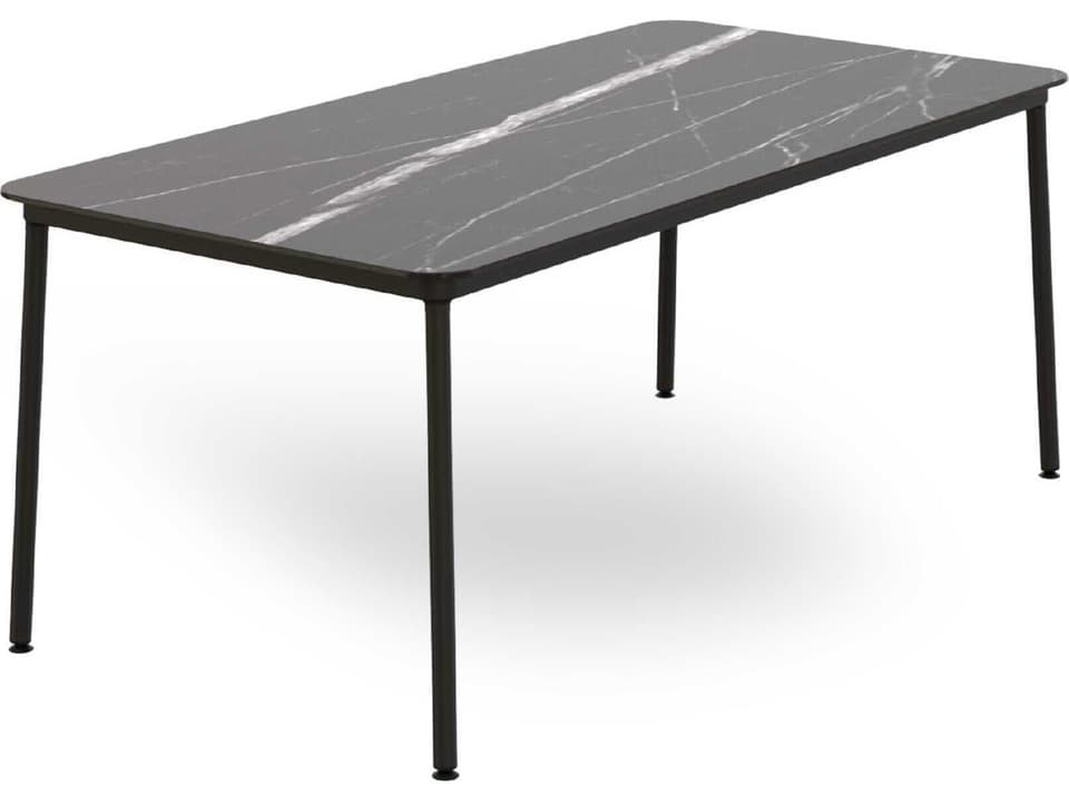 Hub Rectangular Dining Table 71-Inch Black Marble HPL Top