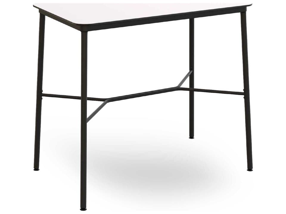 Hub Rectangular Bar Table in White HPL and Black Steel