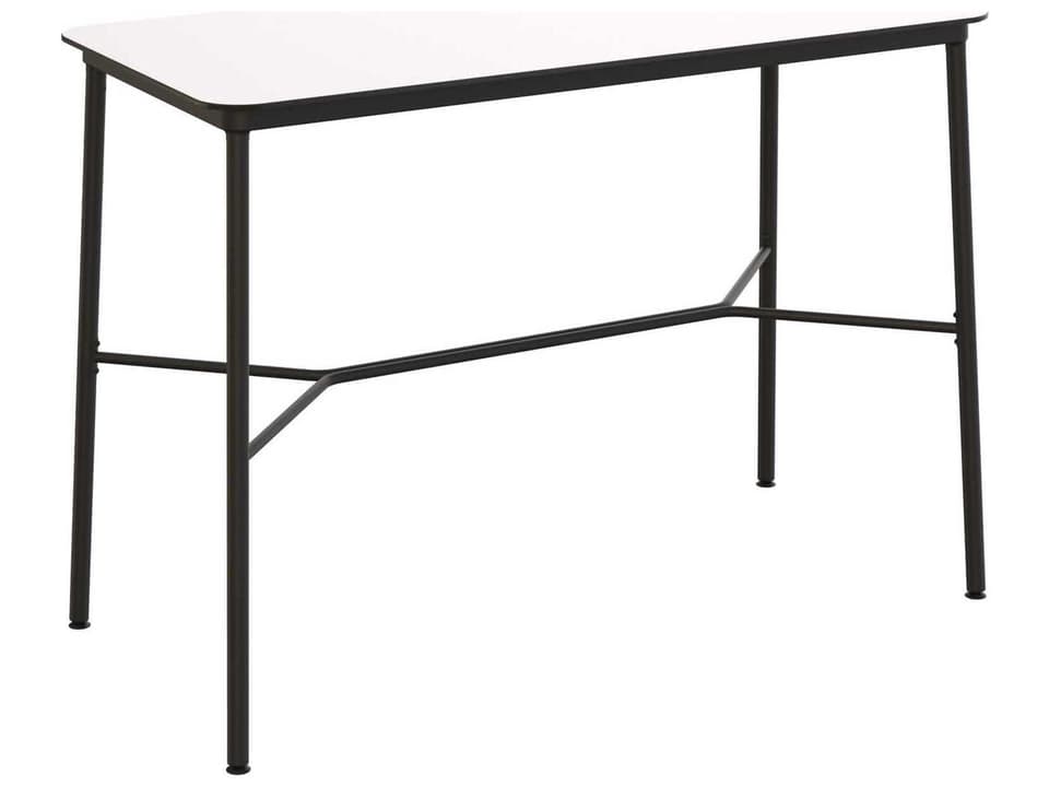 Hub 59-Inch Rectangular HPL Bar Table in White
