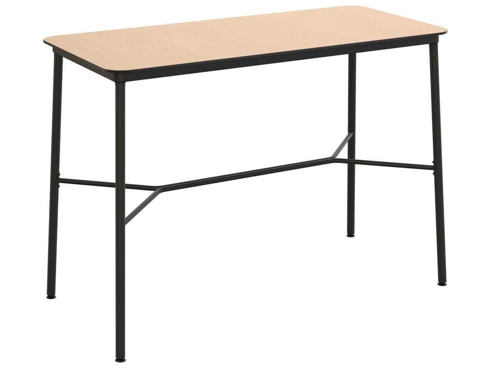 Hub Rectangular Bar Table Natural Oak HPL Top Black Steel