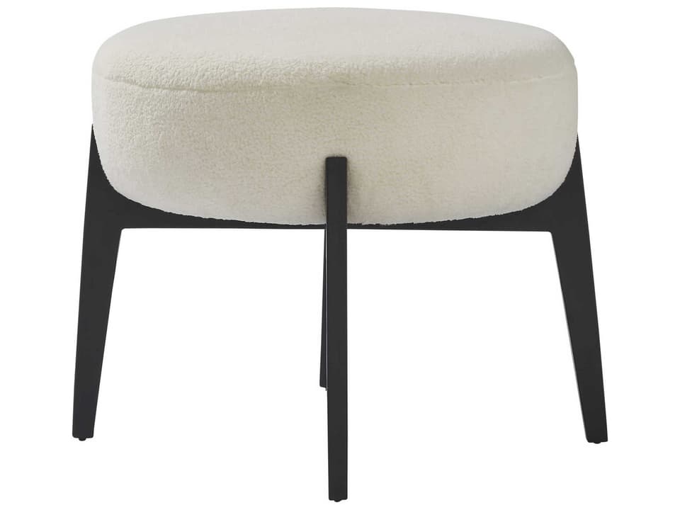 Micha Cream Black Beige Upholstered Accent Stool
