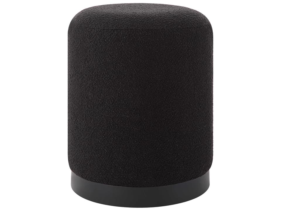 Castillo Black Boucle Ottoman with Matte Black Iron Frame