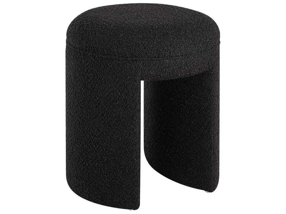 Amrah Black Boucle Accent Stool in Black Upholstery