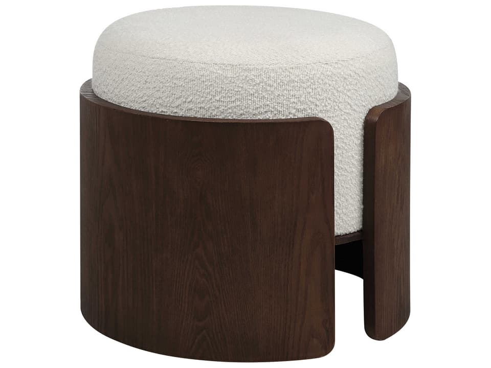 Capsula Walnut Veneer and Boucle Ottoman by Steven Sabados