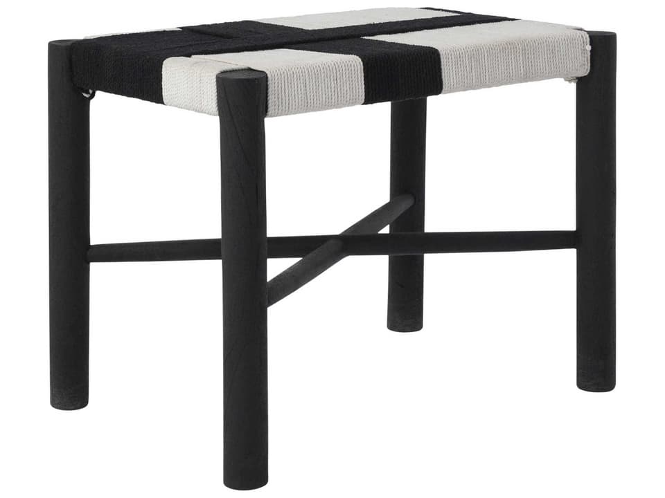 Plex Black Accent Stool in Mango Wood and Cotton Rope by Steven Sabados