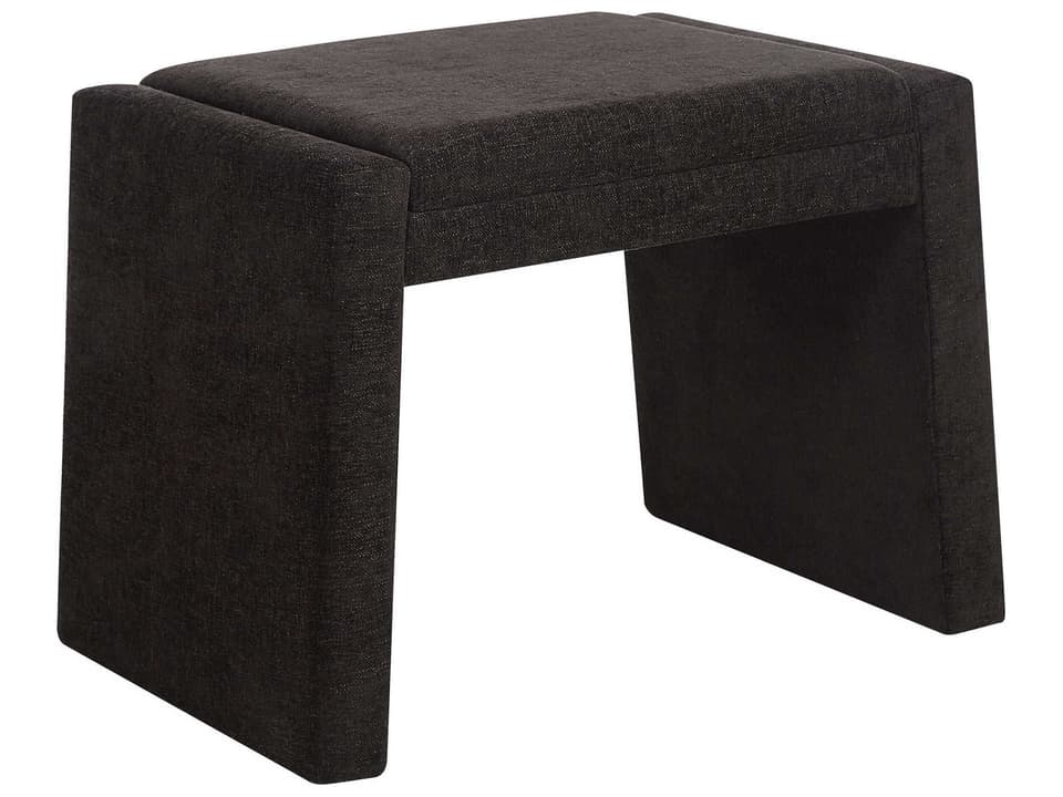 Moita Upholstered Accent Bench in Black Poly-Chenille and Iron