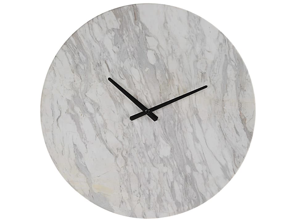 Dayton Modern Honed White Volakas Marble Wall Clock