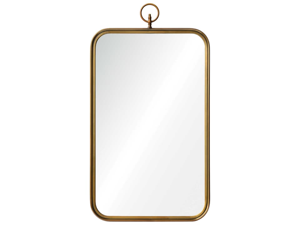 Coburg Brass Rectangular Wall Mirror with Decorative Hook