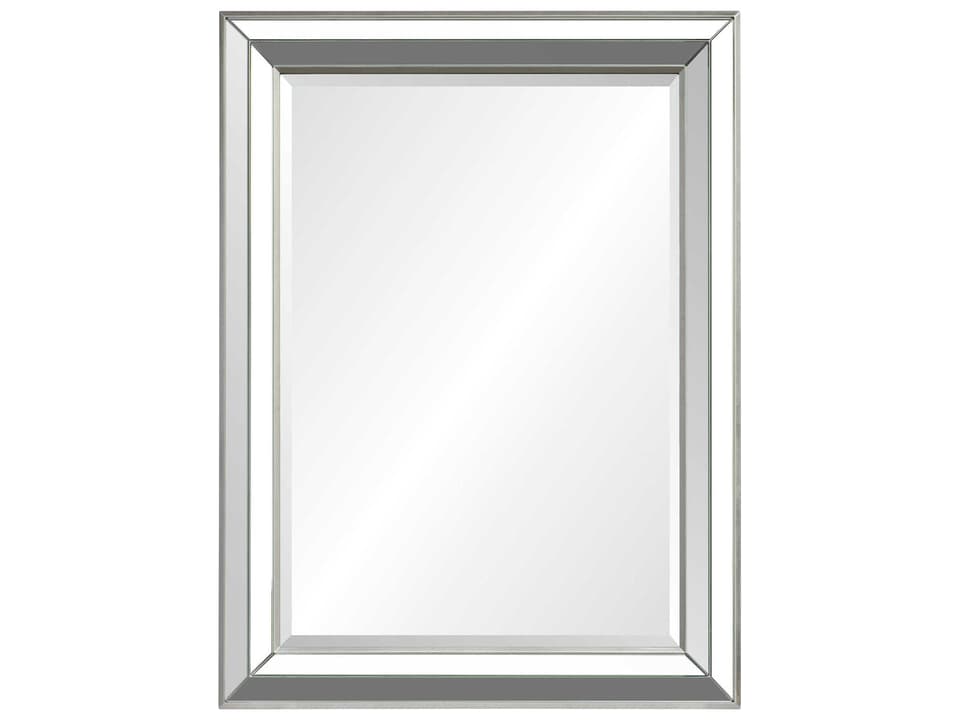Hawkwell Silver Leaf Rectangular Wall Mirror with Beveled Glass and Pinewood Frame