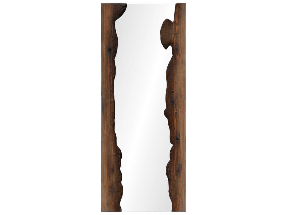 Connix Rectangular Wall Mirror in Brown Fir Wood