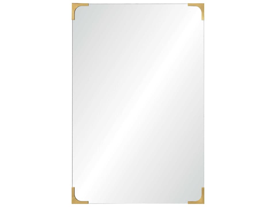 Eros Rectangular Wall Mirror with Antique Brass Metal Elements