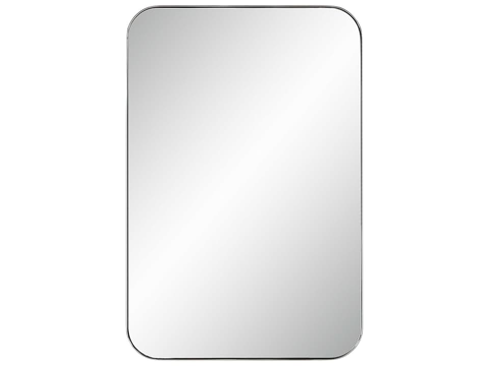 Louvas Nickel Rectangular Wall Mirror With Rounded Corners