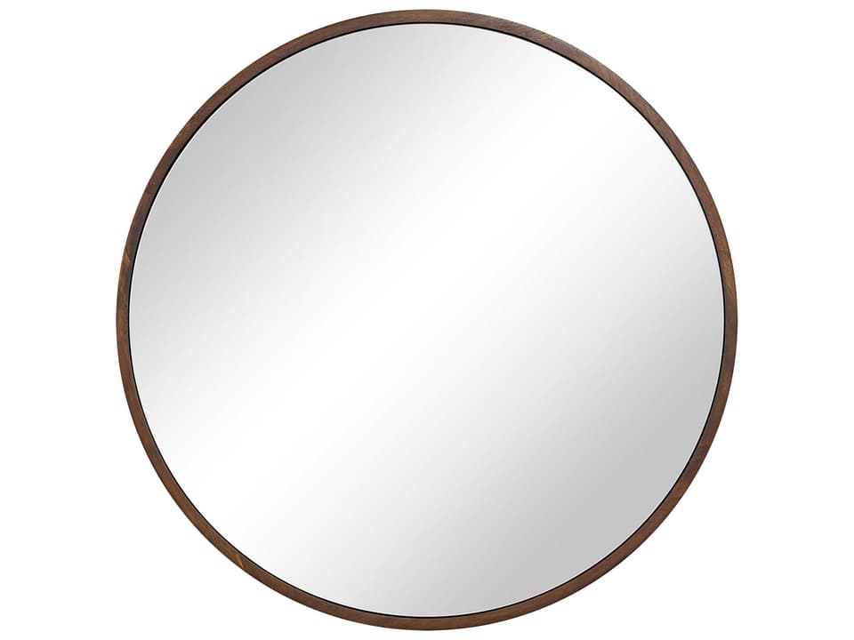 Modi Round Wall Mirror in Walnut Wood