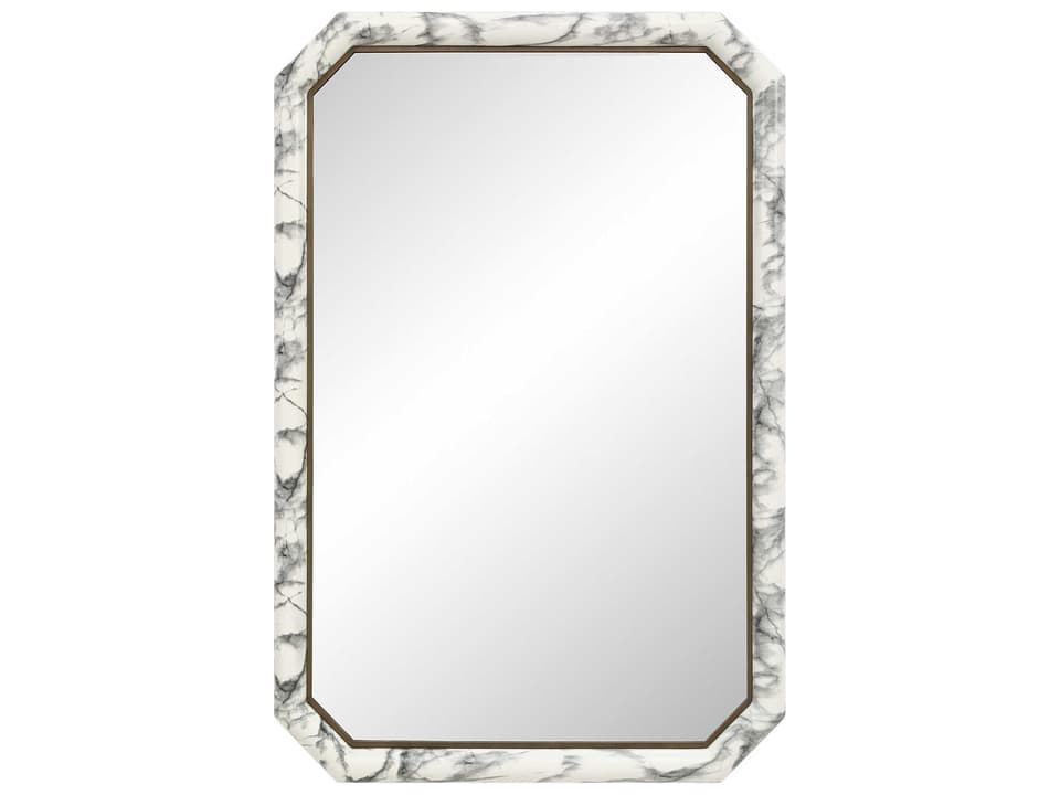 Venus White Marble Hydro Dip Rectangular Wall Mirror
