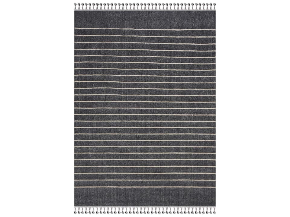 Ambrose Power Loomed Multi-Tone Grey Striped Area Rug