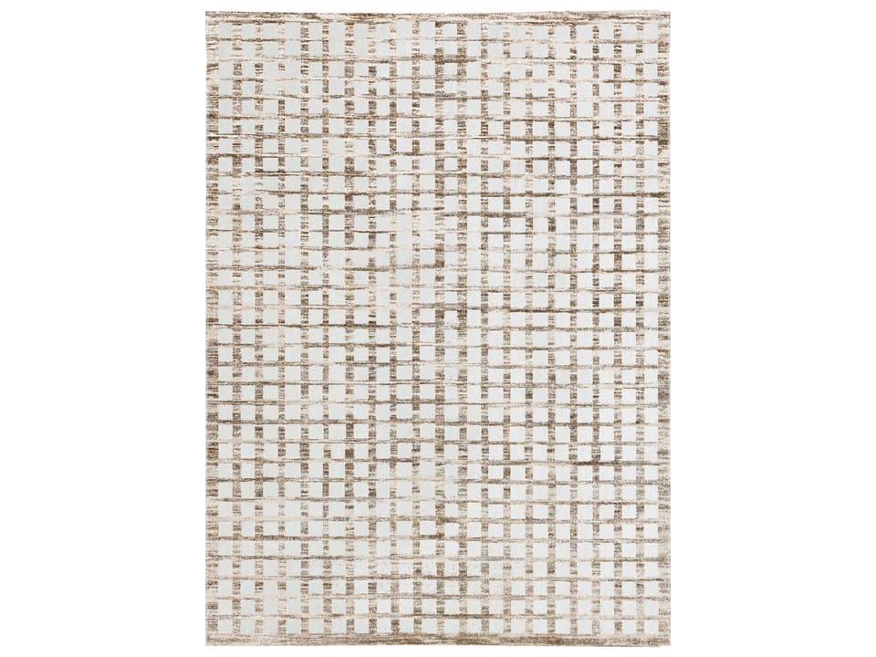 Aya Geometric Power Loomed Area Rug in Brown and Beige