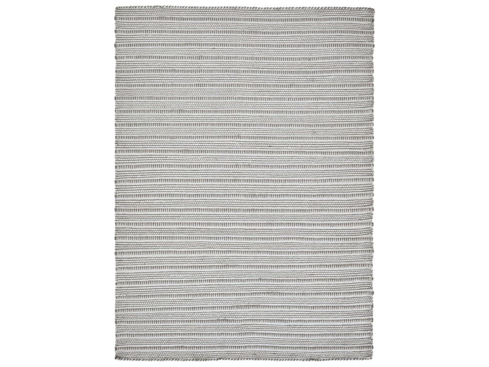 Orria Hand Woven Striped Area Rug in Ivory and Grey