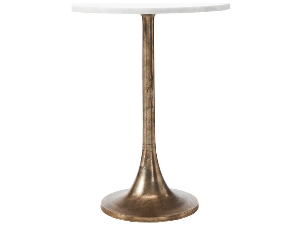 Amalya Round Marble and Antique Brass End Table