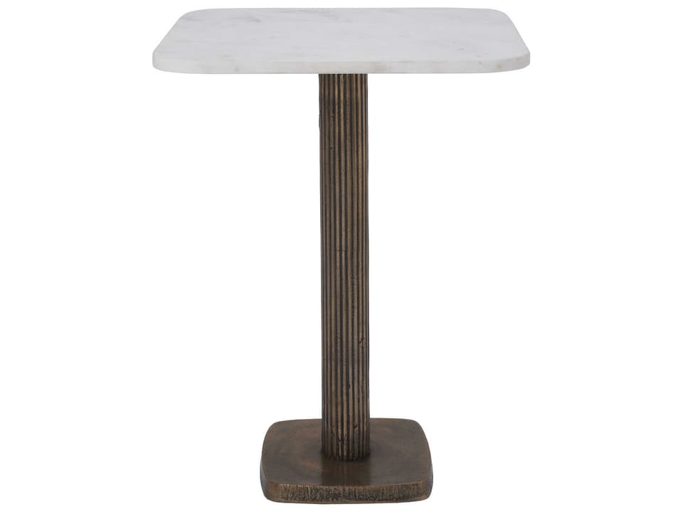 Allard Square End Table in Banswara Marble with Antique Brass Base