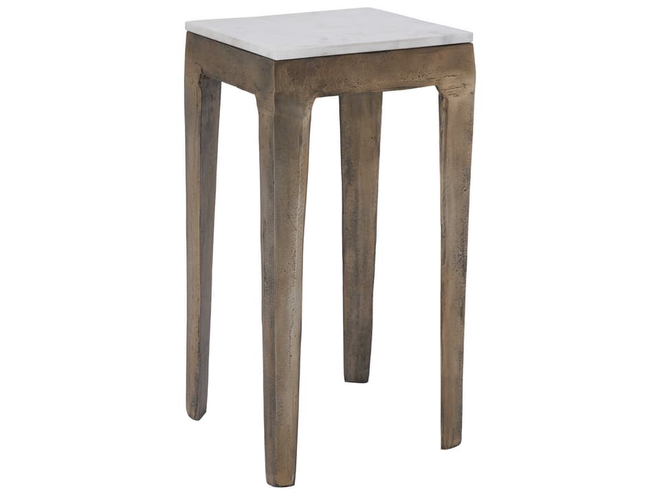 Abby Square Marble Antique Brass End Table