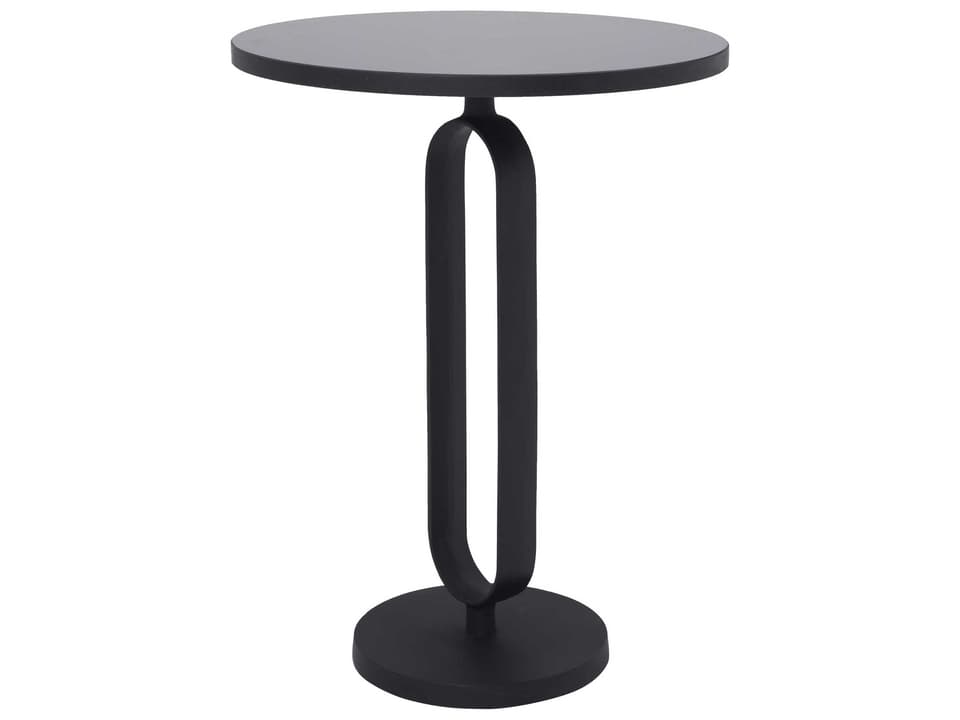 Eryx Round Cast Aluminum End Table in Matte Black