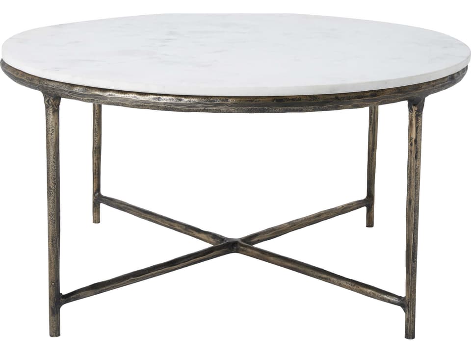 Pearse Round Marble Antique Brass Coffee Table