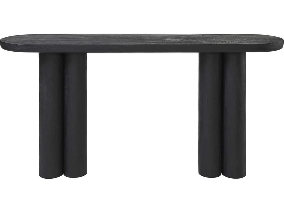 Dayna Oval Mango Wood Console Table in Sandblasted Black