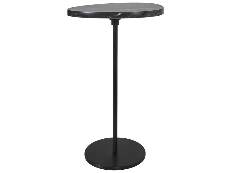 Adeline Marble End Table in Antique Green Black with Powder Coated Iron Base