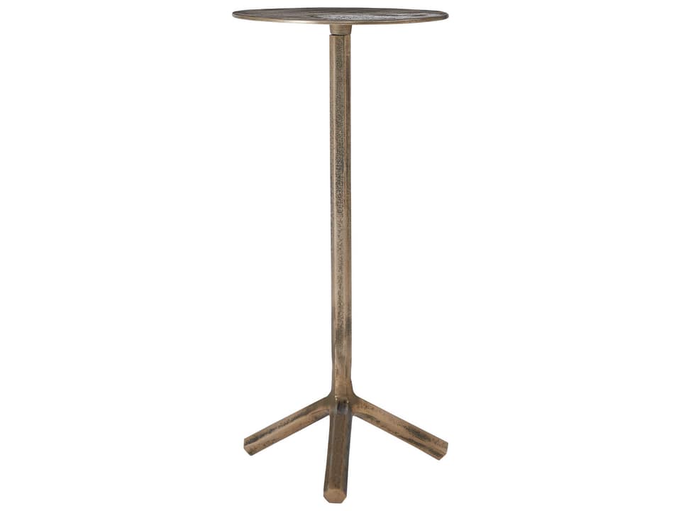 Zahra Round End Table in Antique Brass Cast Aluminum